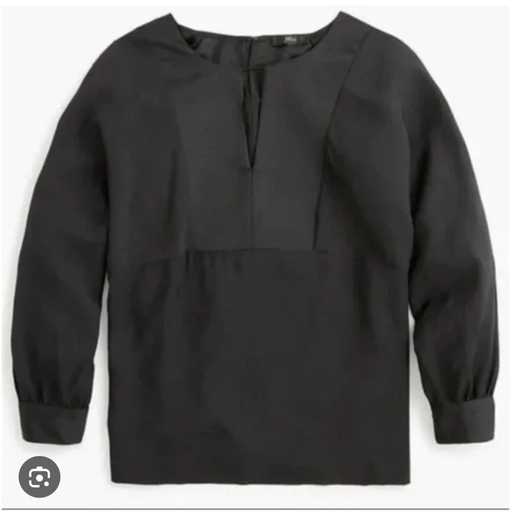 J. Crew Keyhole V-neck top in satin-backed crepe size l